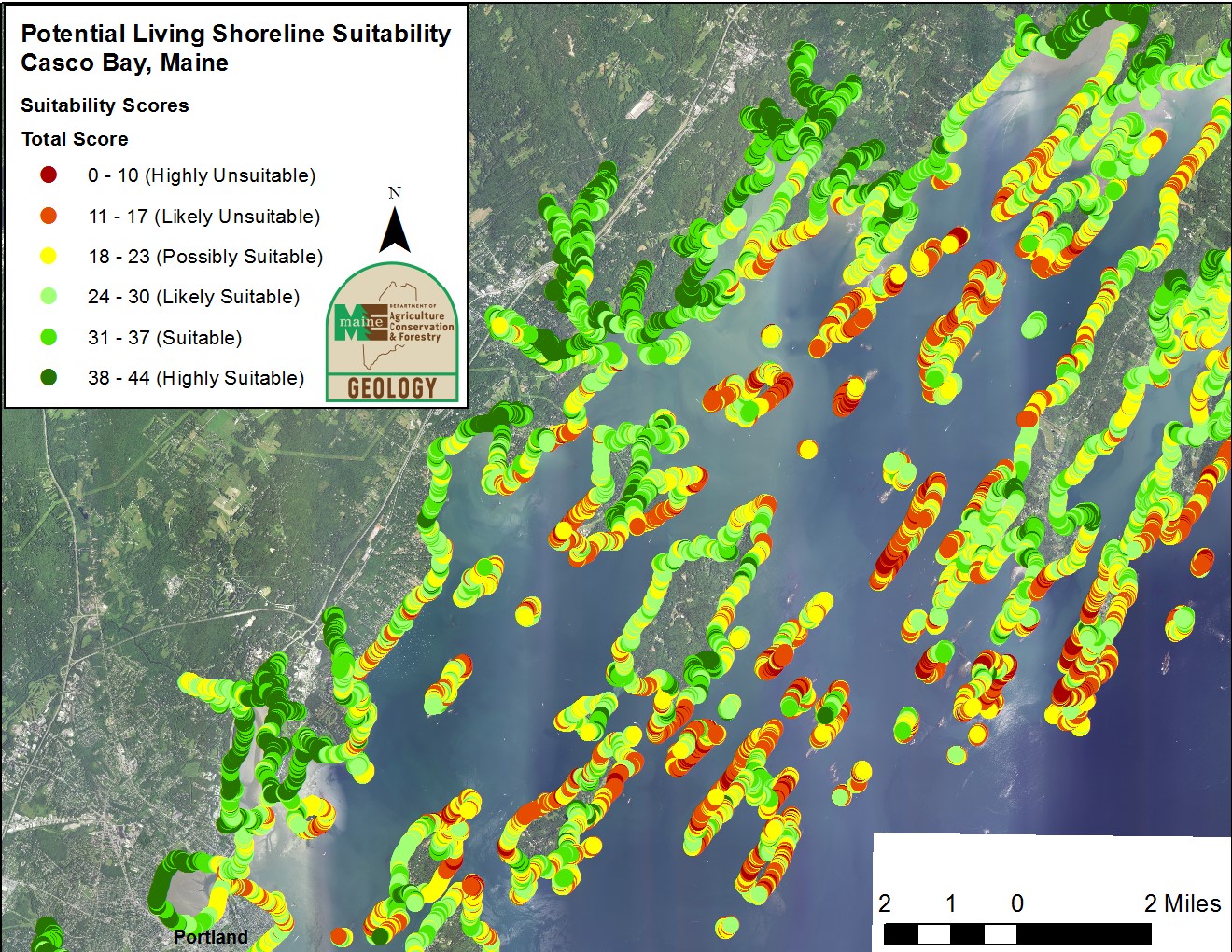 Coastal oblique imagery used to map living shoreline suitability in Casco Bay, Maine