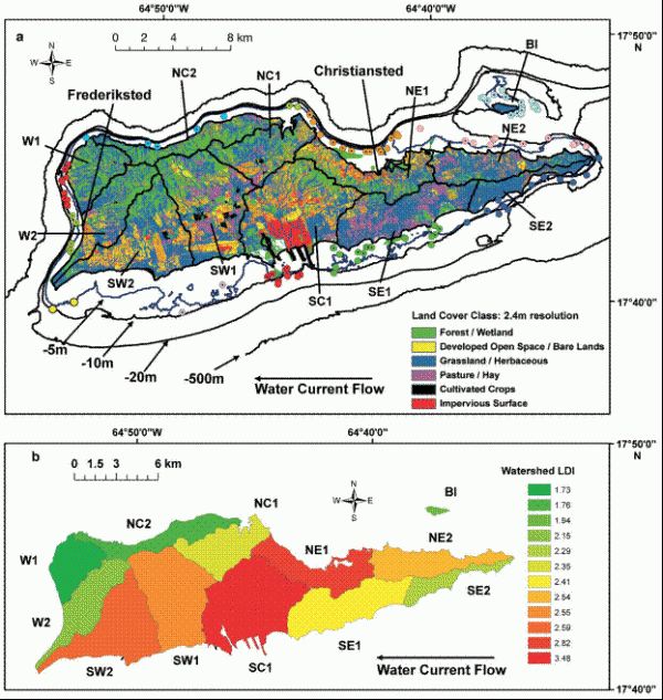 C-CAP High-Resolution Land Cover data showing coastal inundation in St. Croix, U.S. Virgin Islands