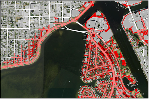 Map showing impervious surface.