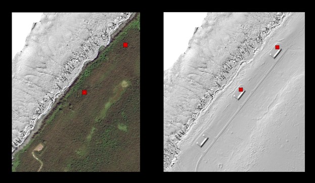 Lidar hillshaded digital elevation model