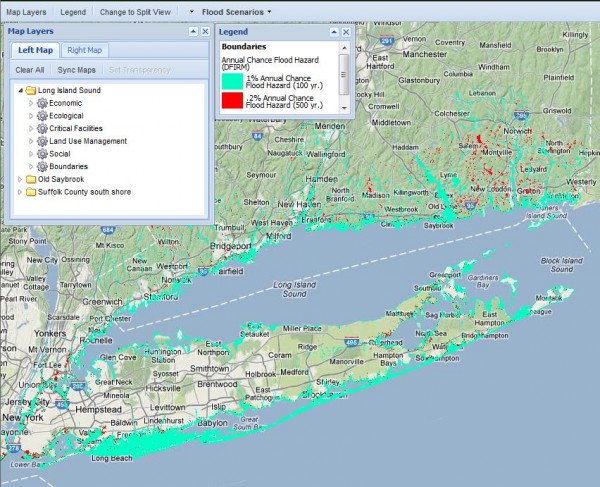 Coastal Resilience Mapping Portal is being used to show coastal hazards on Long Island, New York