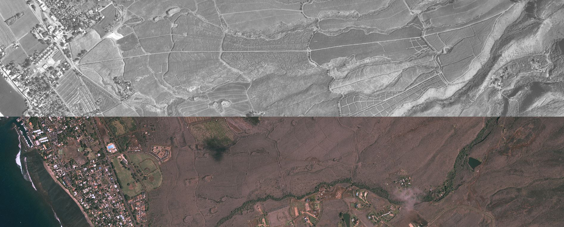 Historical Aerial Imagery of West Maui showing soil erosion