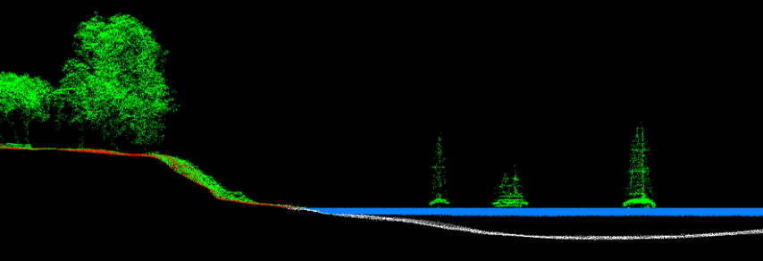 Screengrab of visualization showing eelgrass data in Morro Bay using lidar and sonar data sets.
