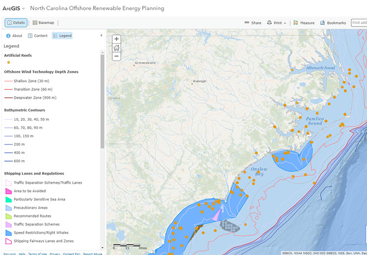 MarineCadastre.gov National Viewer helps the North Carolina Wind Energy Task Force to plan offshore renewable energy off the coast of North Carolina