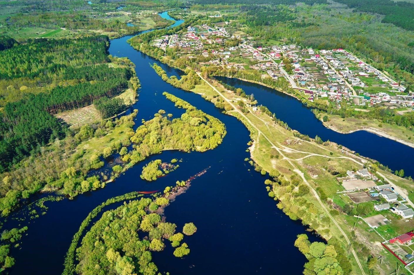 Aerial view of inundated wetlands