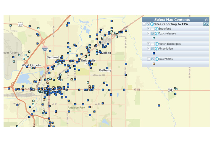 A screenshot of the tool, Environmental Justice Screening and Mapping Tool, being used.
