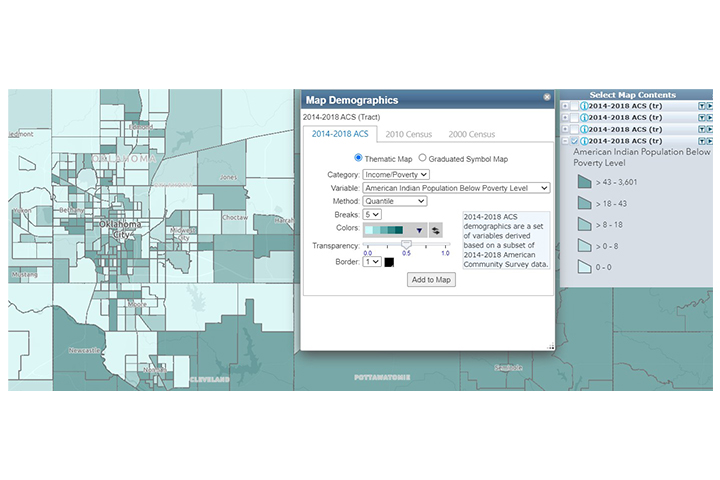 A screenshot of the tool, Environmental Justice Screening and Mapping Tool, being used.