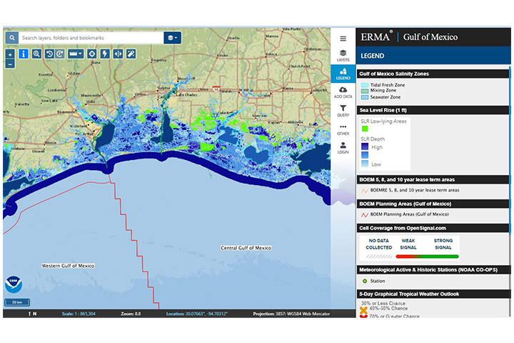 A screenshot of the tool, Environmental Response Management Application, being used.
