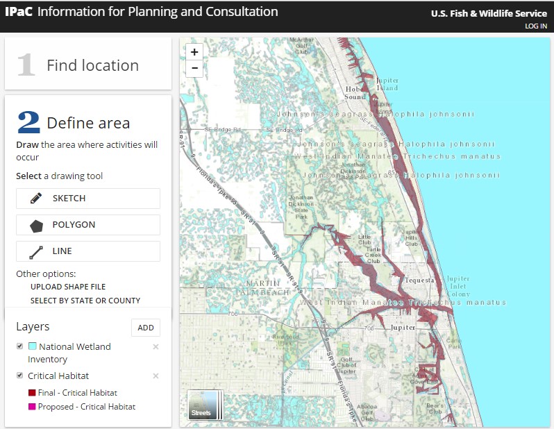A screenshot of the tool, Information for Planning and Consultation, being used.