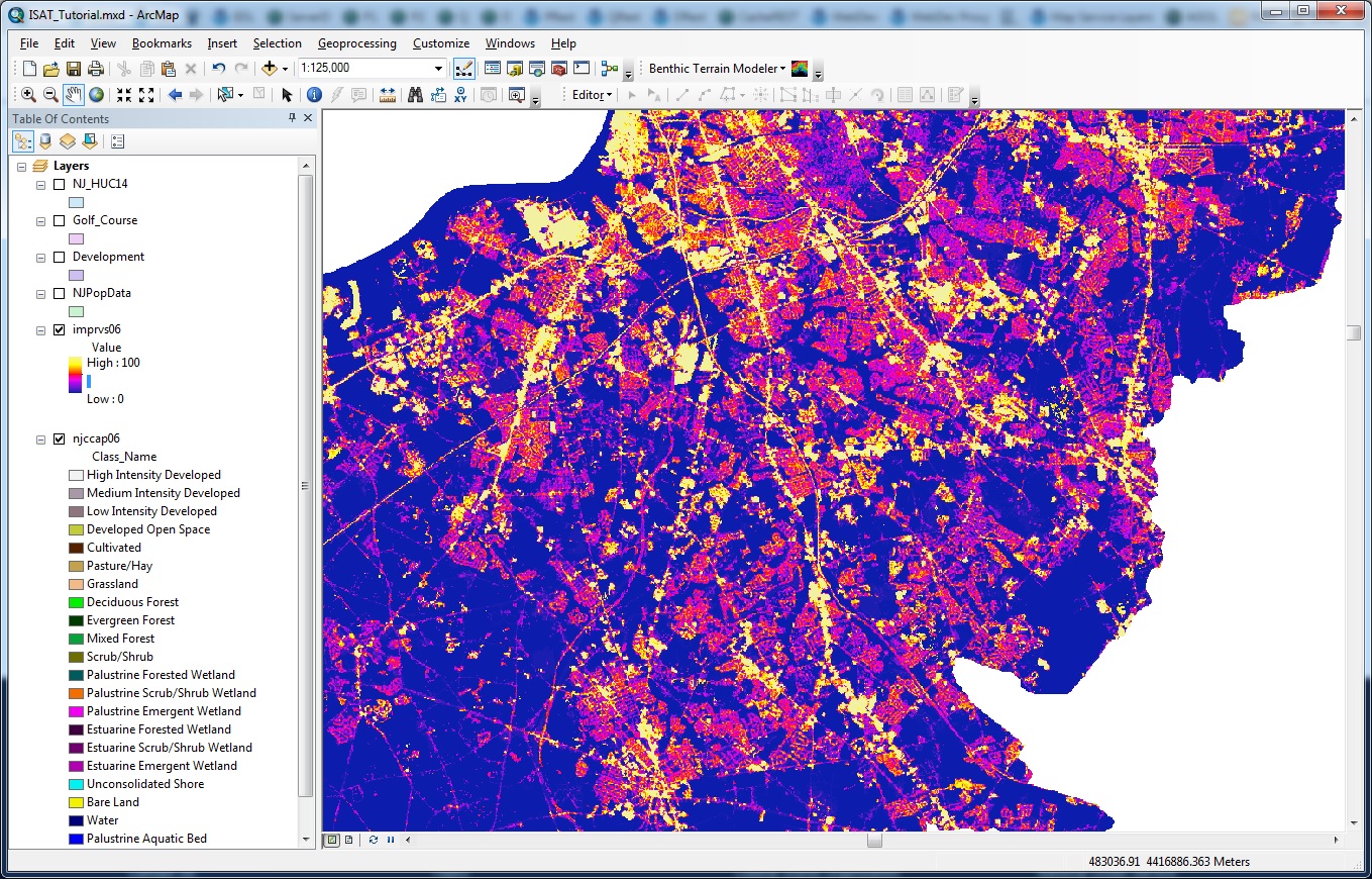 A screenshot of the tool, Impervious Surface Analysis Tool, being used.