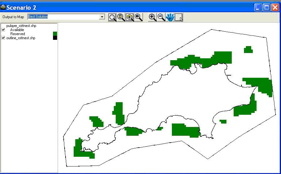 A screenshot of the tool, Marxan with Zones, being used.
