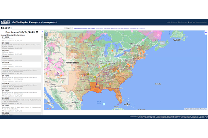 A screenshot of the tool, OnTheMap, being used.