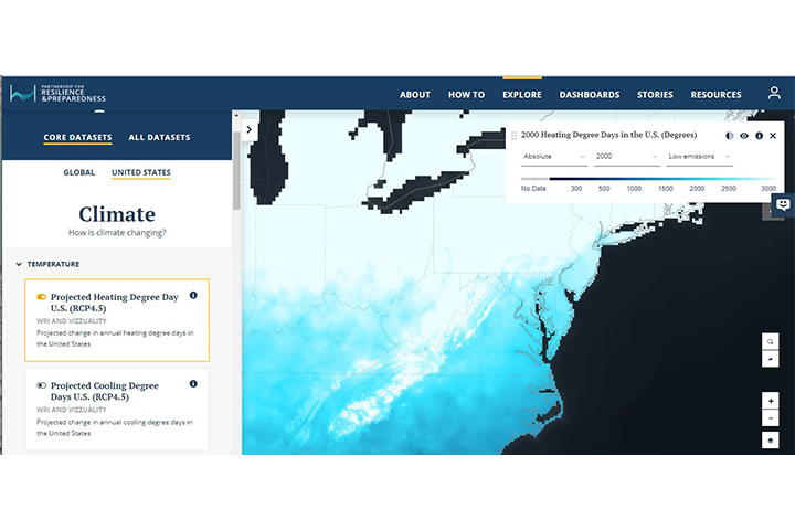 A screenshot of the tool, Partnership for Resilience and Preparedness Data, being used.
