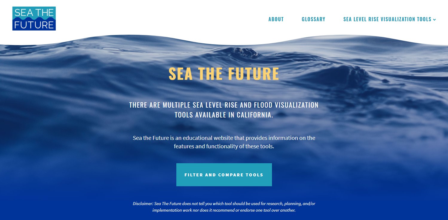 A screenshot of the tool, Sea the Future, being used.
