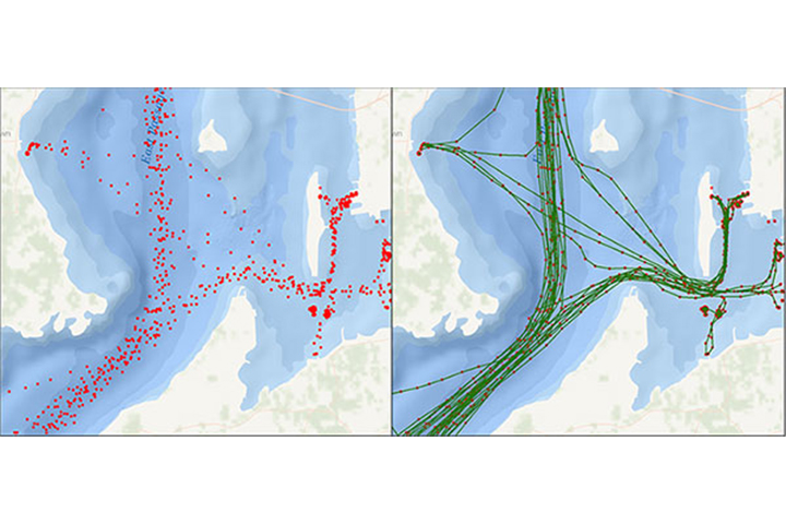 A screenshot of the tool, Marine Cadastre Track Builder, being used.