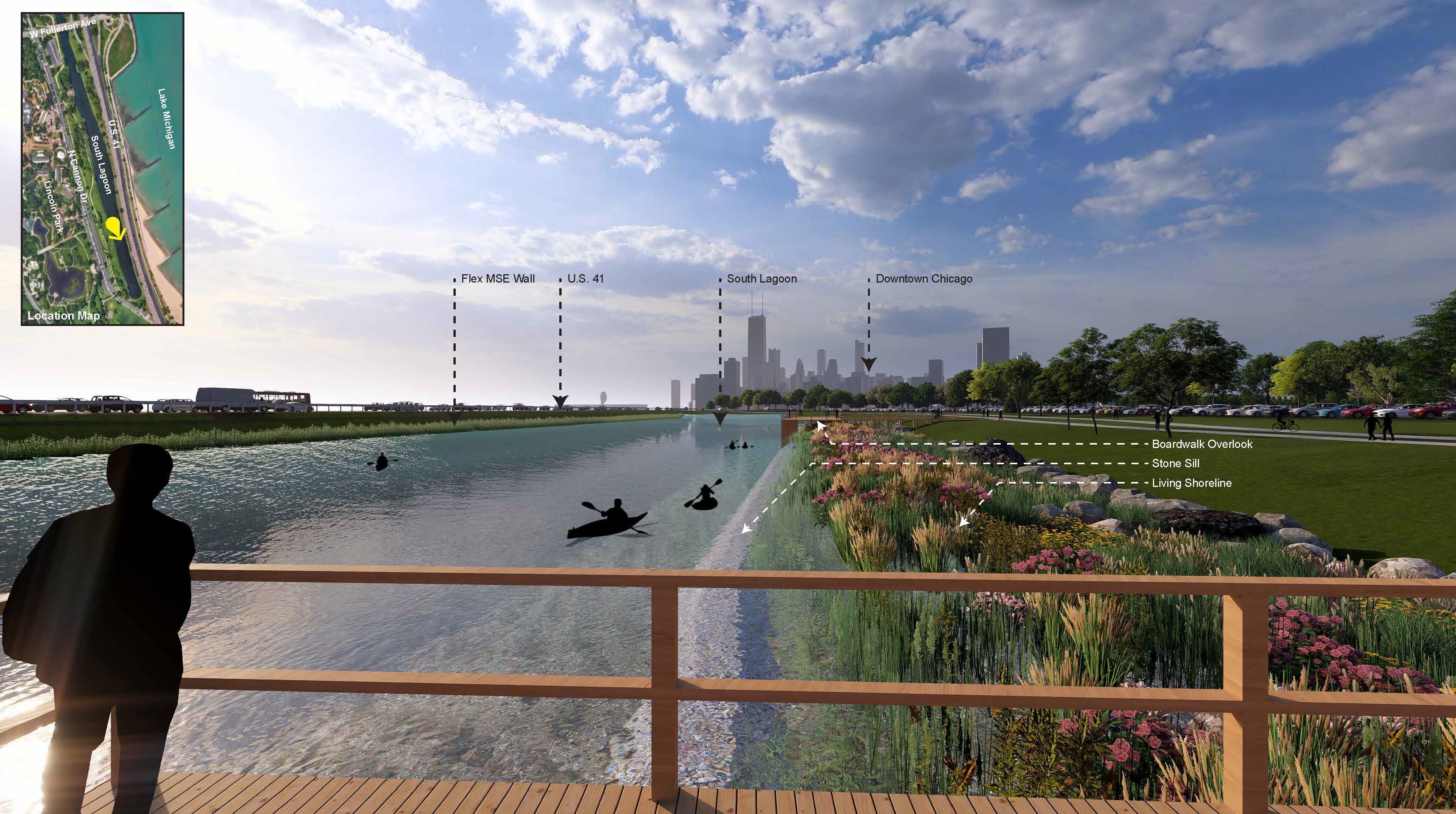 Conceptual renderings for the Dwight’s Point Habitat Restoration Project.