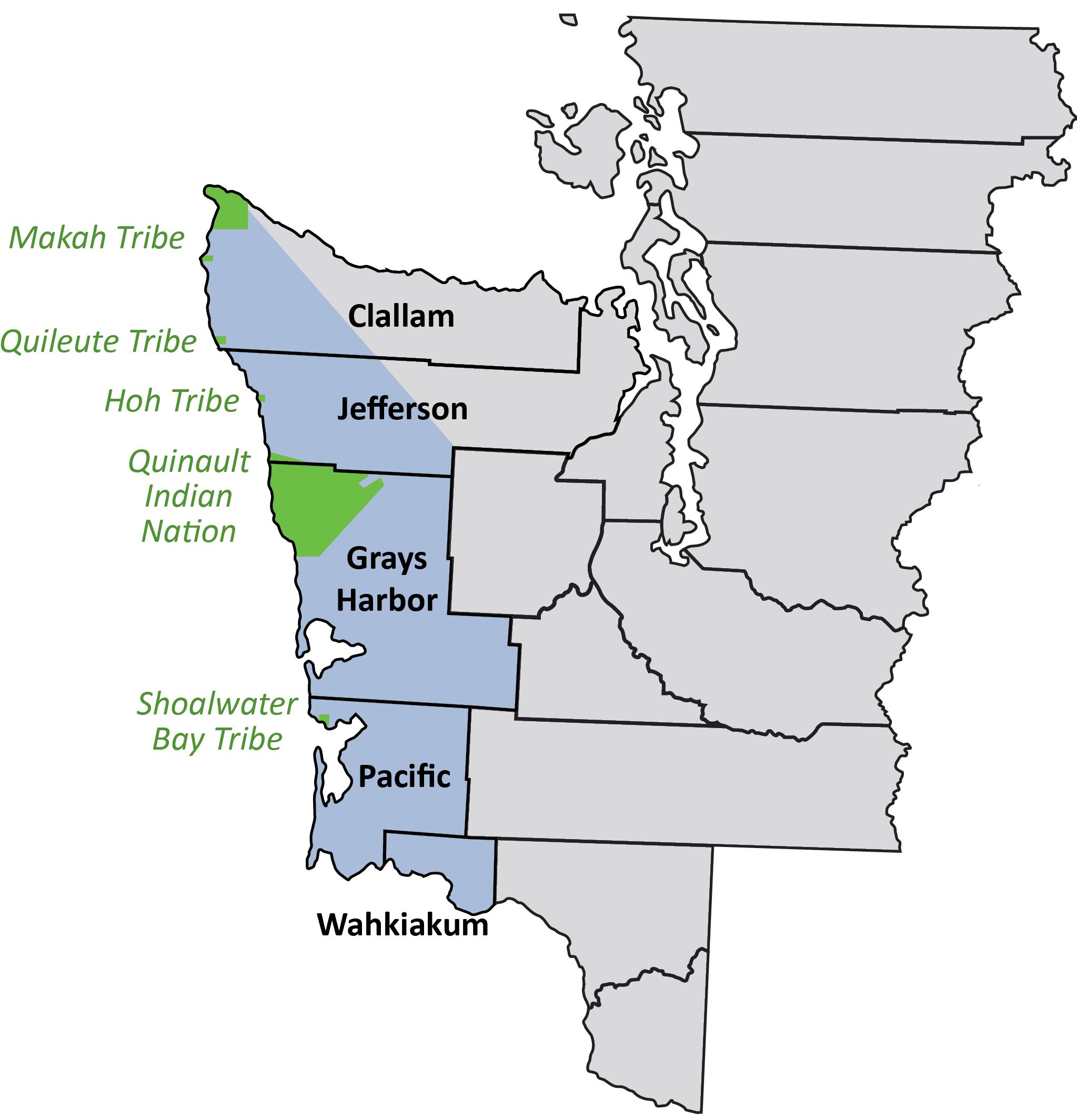 The counties and tribes of Washington State’s Pacific Coast